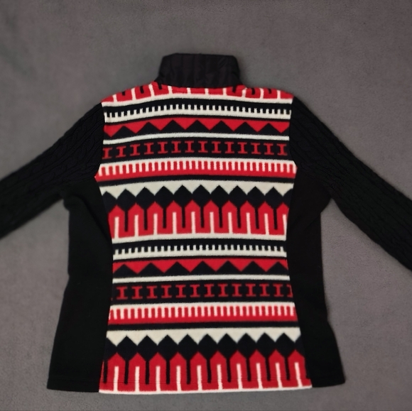 Ralph Lauren Sherpa Jacket Women L Red Black Aztec Southwestern Full Zip Outdoor - Picture 7 of 7